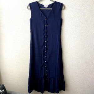 Nanette Lepore Womens Dress Size 4 Sleeveless Blue Button Front Maxi